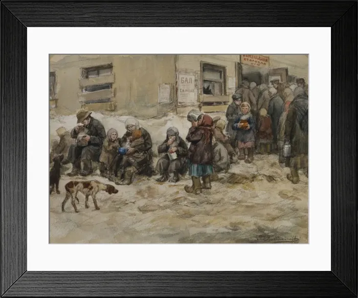 Framed Print : Hungry years in Petrograd. A Communal dining room Framed Print : Hungry years in Petrograd. A Communal dining room