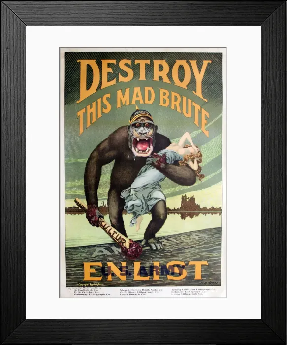 Framed Print : Destroy this mad brute Enlist - U. S. Army, c. 1917 Framed Print : Destroy this mad brute Enlist - U. S. Army, c. 1917