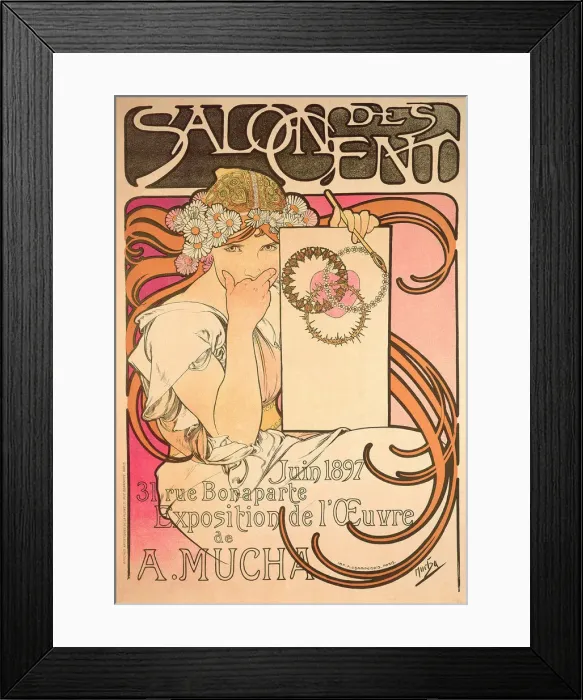 Framed Print : Poster for Salon des Cent. Alphonse Mucha Exhibition, 1897 Framed Print : Poster for Salon des Cent. Alphonse Mucha Exhibition, 1897