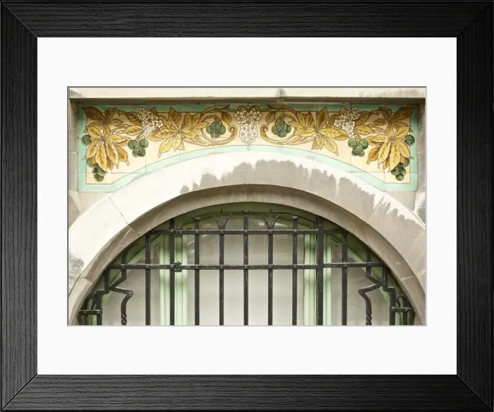 Framed Print : Miscellaneous Brussels art nouveau details, Belgium, c2014-c2017. Artist: Alan John Ainsworth