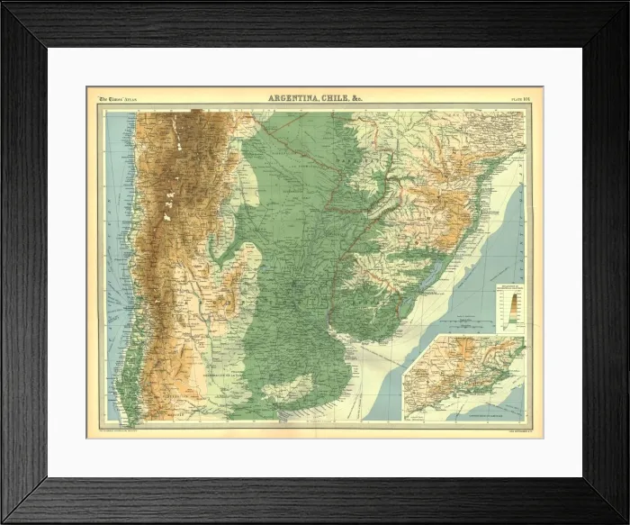 Framed Print : Map of Chile, Argentina etc Framed Print : Map of Chile, Argentina etc