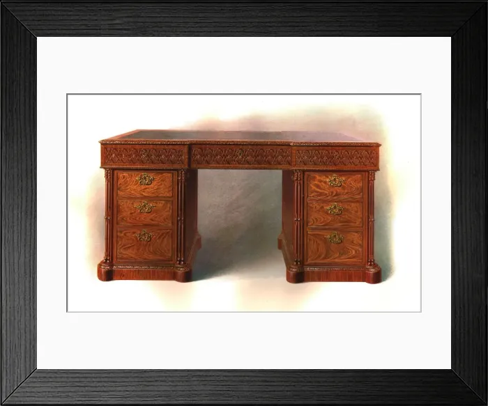 Framed Print : Mahogany writing table, 1906. Artist: Shirley Slocombe Framed Print : Mahogany writing table, 1906. Artist: Shirley Slocombe