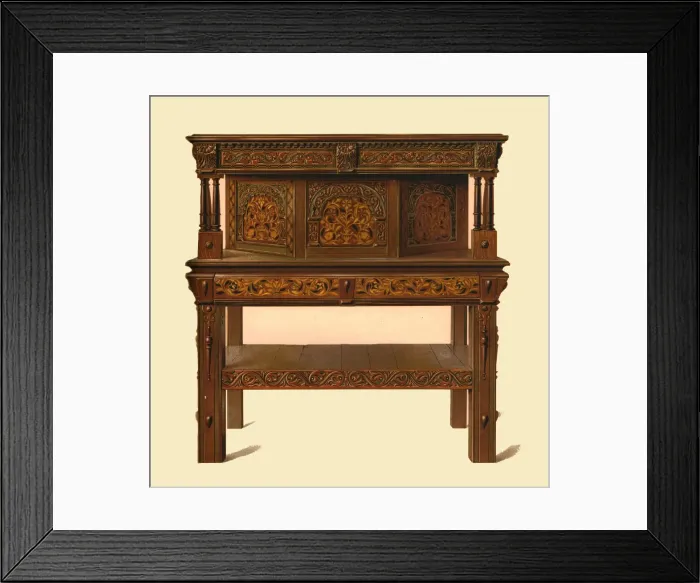 Framed Print : Oak standing buffet, 1904. Artist: Shirley Slocombe