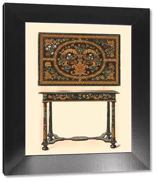 Table inlaid with marquetry. 1905. Artist: Shirley Slocombe