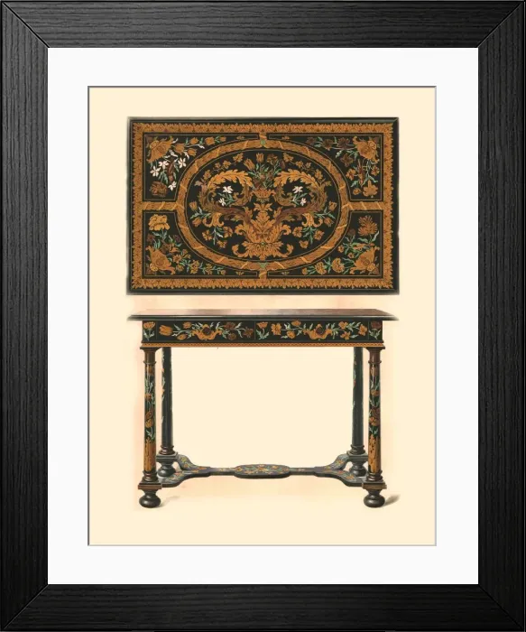 Framed Print : Table inlaid with marquetry. 1905. Artist: Shirley Slocombe Framed Print : Table inlaid with marquetry. 1905. Artist: Shirley Slocombe