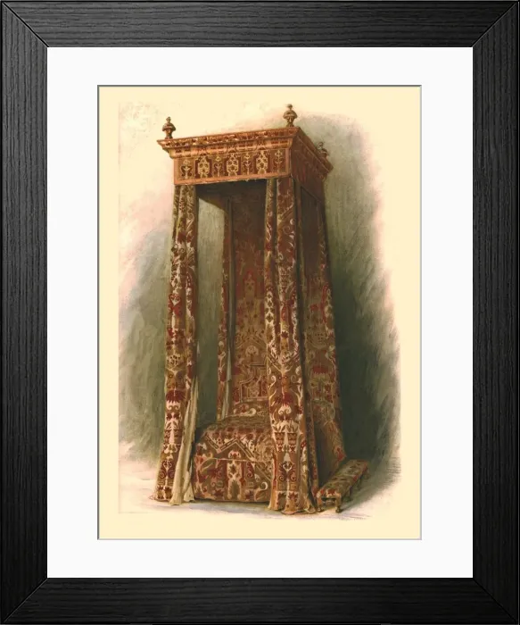 Framed Print : Upholstered bed, 1905. Artist: Shirley Slocombe Framed Print : Upholstered bed, 1905. Artist: Shirley Slocombe