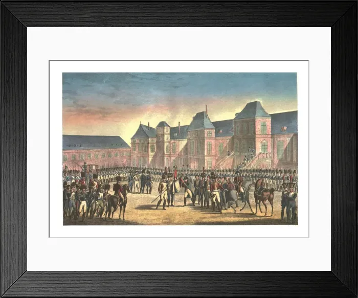 Framed Print : Napoleons Departure from Fontainebleau, 20 April 1814, (c1850). Artists: Francois Pigeot Framed Print : Napoleons Departure from Fontainebleau, 20 April 1814, (c1850). Artists: Francois Pigeot