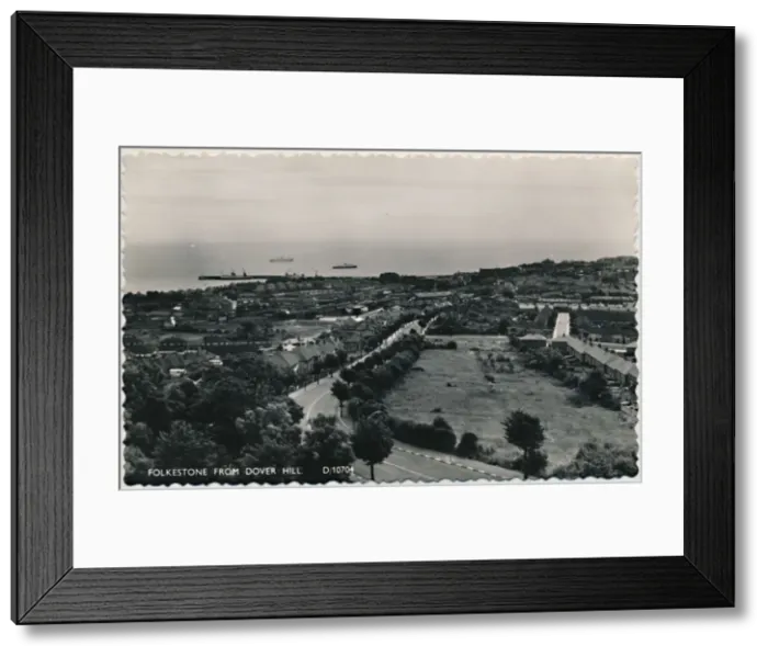 Framed Print : Folkestone from Dover Hill, late 19th-early 20th century Framed Print : Folkestone from Dover Hill, late 19th-early 20th century
