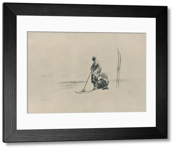 Framed Print : The Ski-Runners, 1919. Artist: Claude Allin Shepperson Framed Print : The Ski-Runners, 1919. Artist: Claude Allin Shepperson