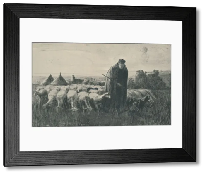 Framed Print : The Picardy Shepherd, 1919. Artist: Ernest George Beach Framed Print : The Picardy Shepherd, 1919. Artist: Ernest George Beach