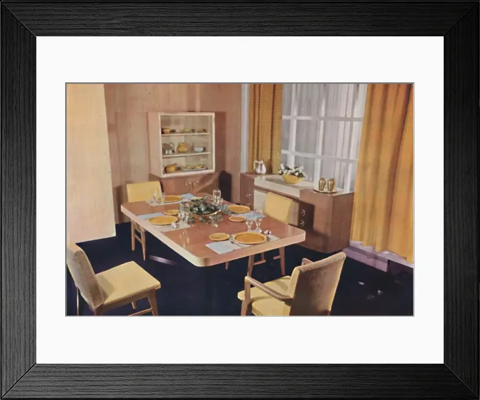 Framed Print : Dining-room group in birds eye maple, 1942 Framed Print : Dining-room group in birds eye maple, 1942