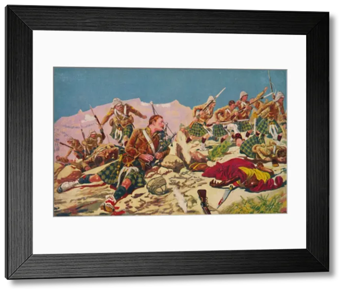 Framed Print : The Gordon Highlanders. How Piper Findlater won the V. C. at Dargai, 1897, (1939) Framed Print : The Gordon Highlanders. How Piper Findlater won the V. C. at Dargai, 1897, (1939)