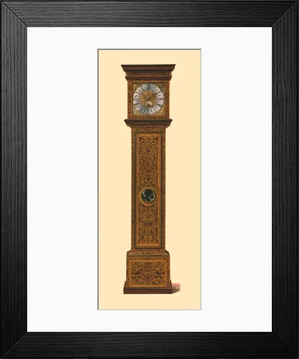 Framed Print : Clock inlaid with dark marquetry, 1905. Artist: Shirley Slocombe Framed Print : Clock inlaid with dark marquetry, 1905. Artist: Shirley Slocombe