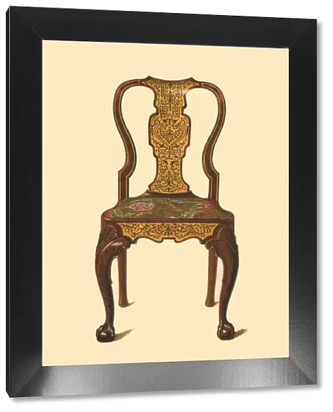 Walnut chair inlaid with marquetry, 1905. Artist: Shirley Slocombe