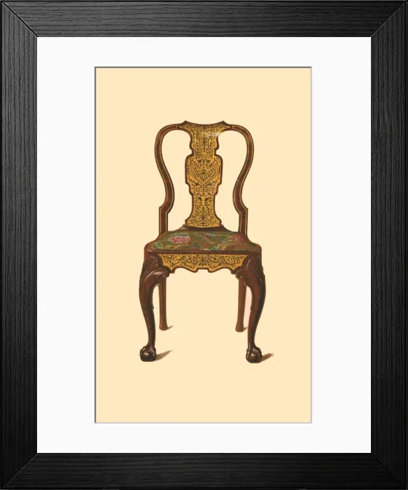 Framed Print : Walnut chair inlaid with marquetry, 1905. Artist: Shirley Slocombe Framed Print : Walnut chair inlaid with marquetry, 1905. Artist: Shirley Slocombe