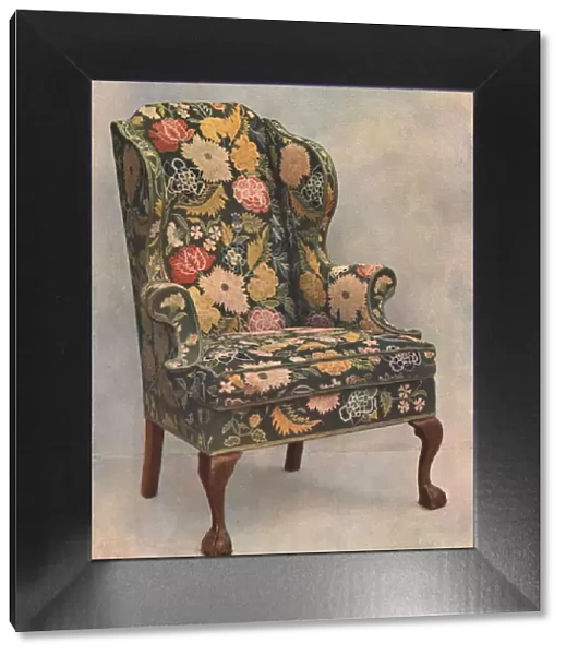 Walnut chair covered with needlework, 1905. Artist: Shirley Slocombe