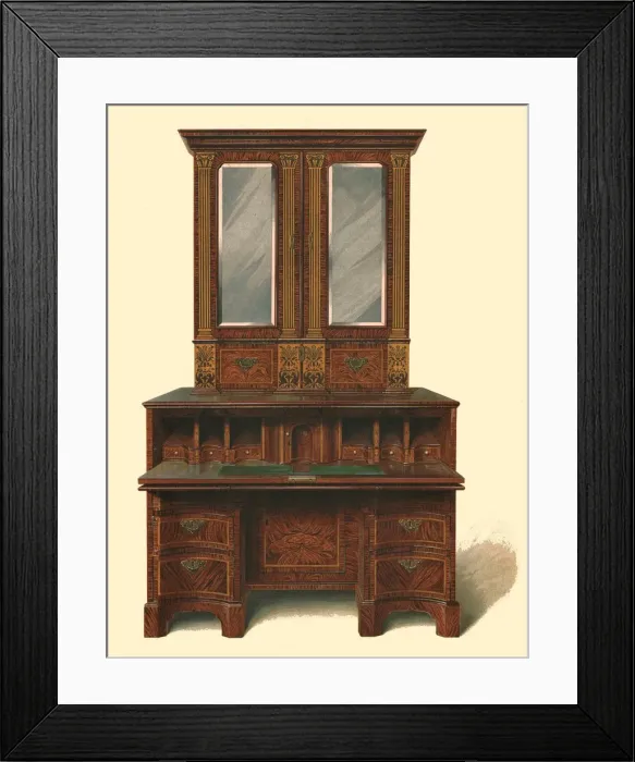 Framed Print : Walnut inlaid writing cabinet, 1905. Artist: Shirley Slocombe Framed Print : Walnut inlaid writing cabinet, 1905. Artist: Shirley Slocombe