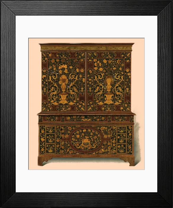 Framed Print : Cabinet press inlaid with marquetry, 1905. Artist: Shirley Slocombe Framed Print : Cabinet press inlaid with marquetry, 1905. Artist: Shirley Slocombe