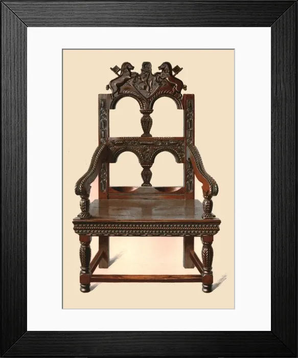 Framed Print : Oak Cacqueteuse chair, 1904. Artist: Shirley Slocombe Framed Print : Oak Cacqueteuse chair, 1904. Artist: Shirley Slocombe