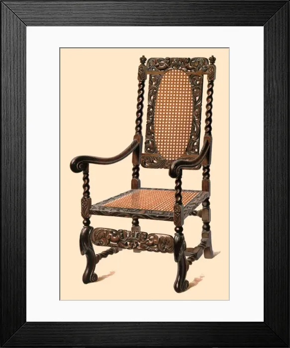 Framed Print : Walnut chair, 1905. Artist: Shirley Slocombe Framed Print : Walnut chair, 1905. Artist: Shirley Slocombe