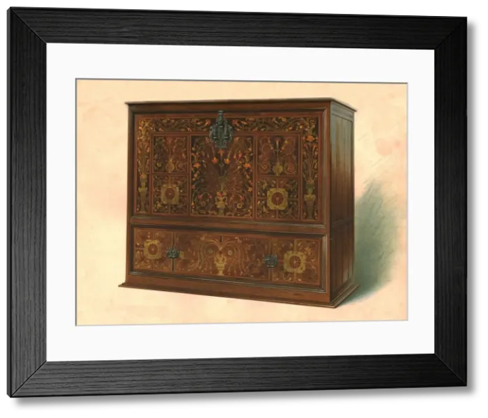 Framed Print : Cabinet inlaid with marquetry, 1904. Artist: Shirley Slocombe Framed Print : Cabinet inlaid with marquetry, 1904. Artist: Shirley Slocombe