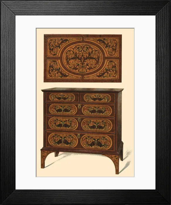 Framed Print : Chest of drawers inlaid with marquetry, 1905. Artist: Shirley Slocombe Framed Print : Chest of drawers inlaid with marquetry, 1905. Artist: Shirley Slocombe