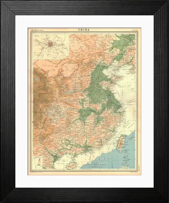Framed Print : Geographical map of China Framed Print : Geographical map of China
