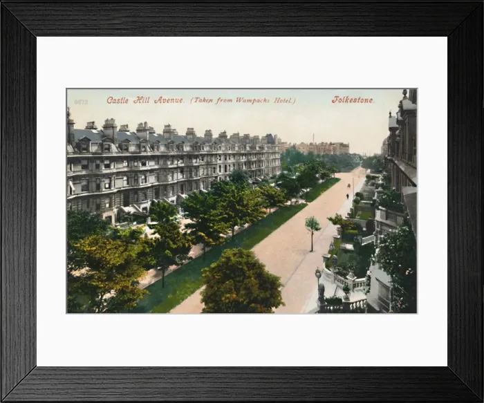 Framed Print : Castle Hill Avenue. (Taken from Wampachs Hotel). Folkestone, late 19th-early 20th century Framed Print : Castle Hill Avenue. (Taken from Wampachs Hotel). Folkestone, late 19th-early 20th century