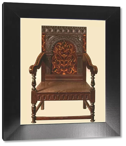 Oak inlaid chair, 1904. Artist: Shirley Slocombe