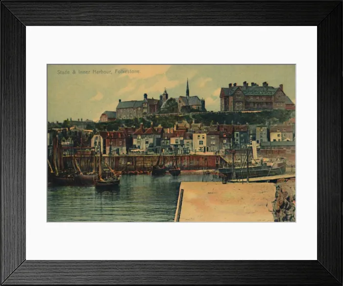 Framed Print : Stade & Inner Harbour, Folkestone, late 19th-early 20th century Framed Print : Stade & Inner Harbour, Folkestone, late 19th-early 20th century
