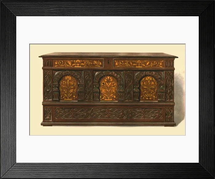 Framed Print : Oak inlaid chest, 1904. Artist: Shirley Slocombe Framed Print : Oak inlaid chest, 1904. Artist: Shirley Slocombe