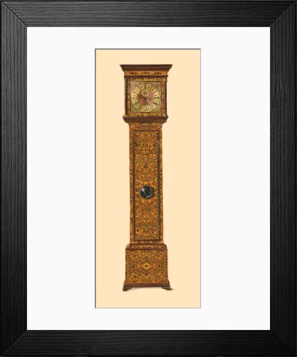 Framed Print : Clock inlaid with light marquetry, 1905. Artist: Shirley Slocombe Framed Print : Clock inlaid with light marquetry, 1905. Artist: Shirley Slocombe