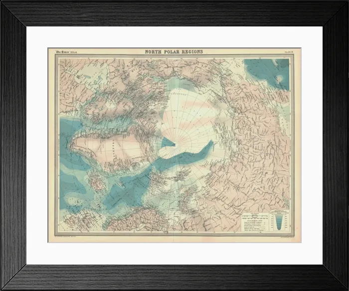 Framed Print : Map of the North Polar Regions Framed Print : Map of the North Polar Regions