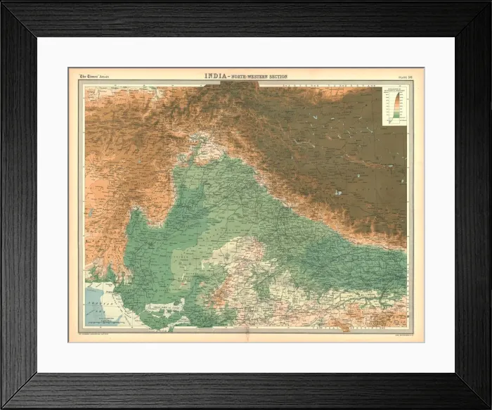Framed Print : Map of India - North Western Section Framed Print : Map of India - North Western Section