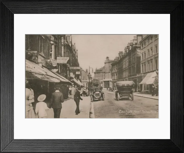 Framed Print : Sandgate Road, Folkestone, late 19th-early 20th century Framed Print : Sandgate Road, Folkestone, late 19th-early 20th century