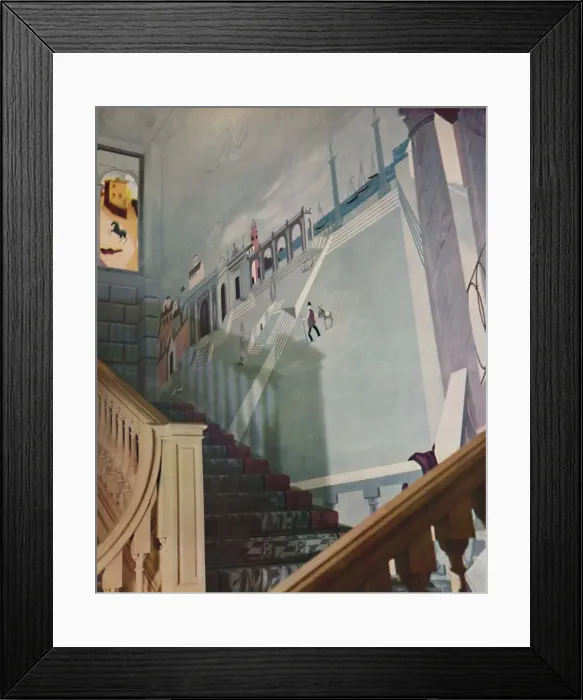Framed Print : Painted fresco for a staircase, 1933