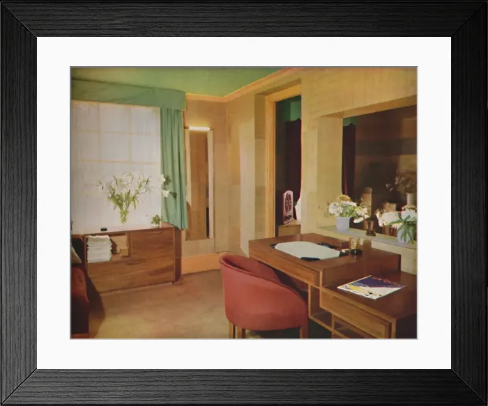 Framed Print : Two small rooms converted for use as bedroom and study, 1933 Framed Print : Two small rooms converted for use as bedroom and study, 1933