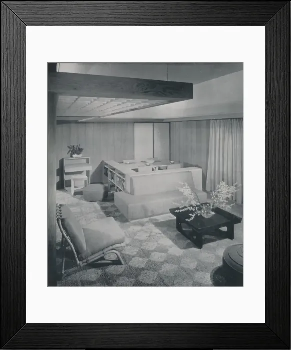 Framed Print : A combination living and dining room, 1942 Framed Print : A combination living and dining room, 1942