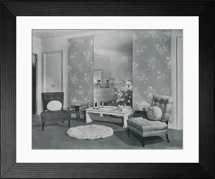 Framed Print : A modern bedroom inspired by the Chinese, 1942 Framed Print : A modern bedroom inspired by the Chinese, 1942