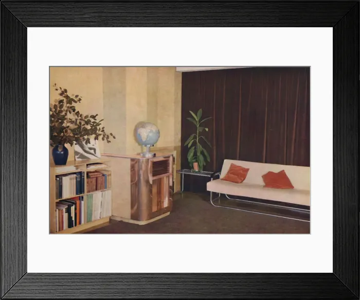 Framed Print : Mr. J. C. Pritchards sitting-room in the Isokon Lawn Road Flats, 1936 Framed Print : Mr. J. C. Pritchards sitting-room in the Isokon Lawn Road Flats, 1936