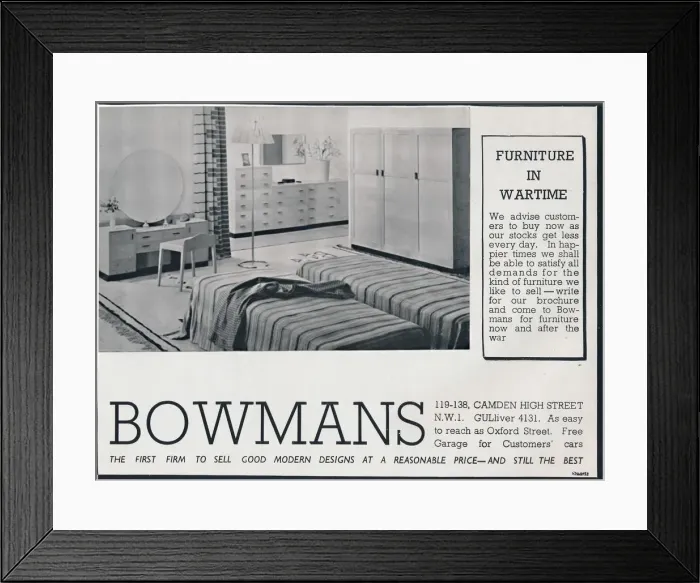 Framed Print : Bowmans advertisement, 1942 Framed Print : Bowmans advertisement, 1942
