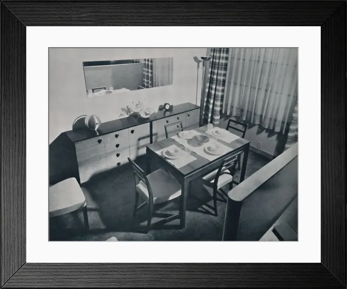 Framed Print : View in the living-dining room designed by Gilbert Rohde, 1936 Framed Print : View in the living-dining room designed by Gilbert Rohde, 1936