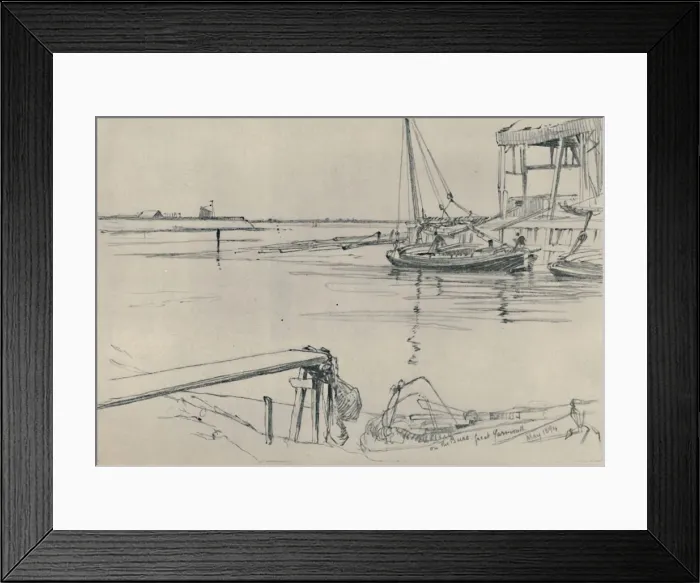 Framed Print : On the Bure, Great Yarmouth, 1894, (1919). Artist: Frank Short Framed Print : On the Bure, Great Yarmouth, 1894, (1919). Artist: Frank Short