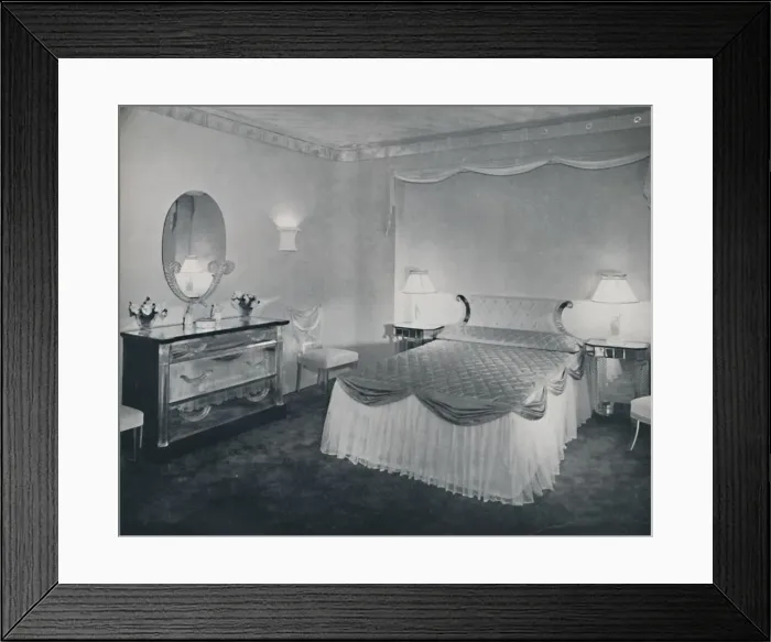 Framed Print : The vibrant qualities of Plexiglas are used to advantage in this bedroom, 1942 Framed Print : The vibrant qualities of Plexiglas are used to advantage in this bedroom, 1942