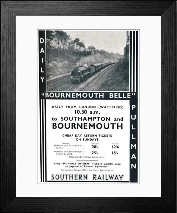 Framed Print : Bournemouth Belle - Southern Railway, 1936 Framed Print : Bournemouth Belle - Southern Railway, 1936