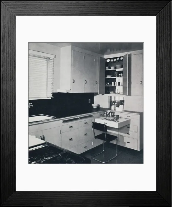 Framed Print : Honor Easton - The Kitchen In the house of Dr. Ian Campebell, 1940