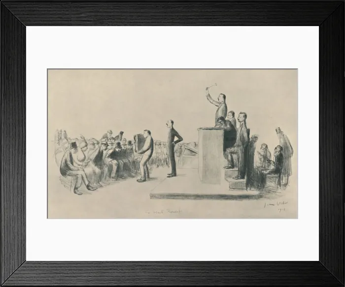 Framed Print : La Vente Rouart, 1919. Artist: Jean Veber Framed Print : La Vente Rouart, 1919. Artist: Jean Veber
