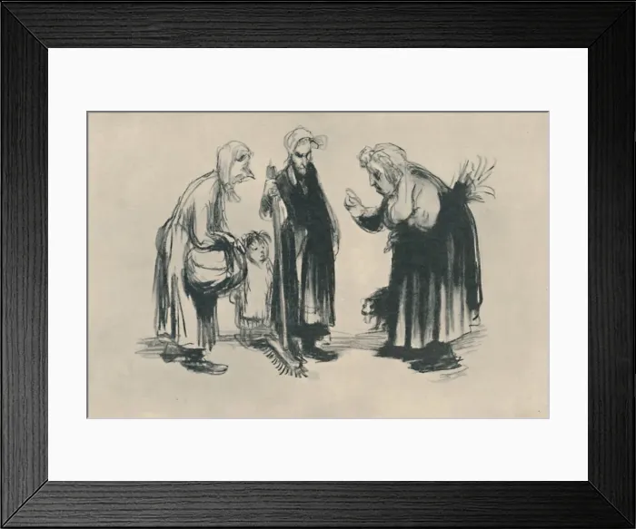 Framed Print : Le Roman Chez La Portiere, 1919. Artist: Jean Veber Framed Print : Le Roman Chez La Portiere, 1919. Artist: Jean Veber