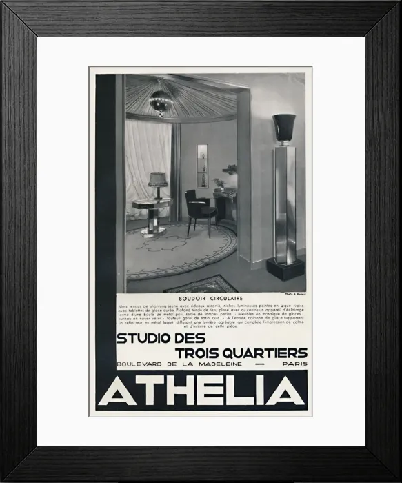 Framed Print : Boudoir Circulaire - Studio Des Trois Quartiers - Athelia, 1933 Framed Print : Boudoir Circulaire - Studio Des Trois Quartiers - Athelia, 1933