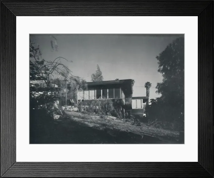 Framed Print : House at Los Angeles by Richard J Neutra. - Patio and garden view, 1942 Framed Print : House at Los Angeles by Richard J Neutra. - Patio and garden view, 1942
